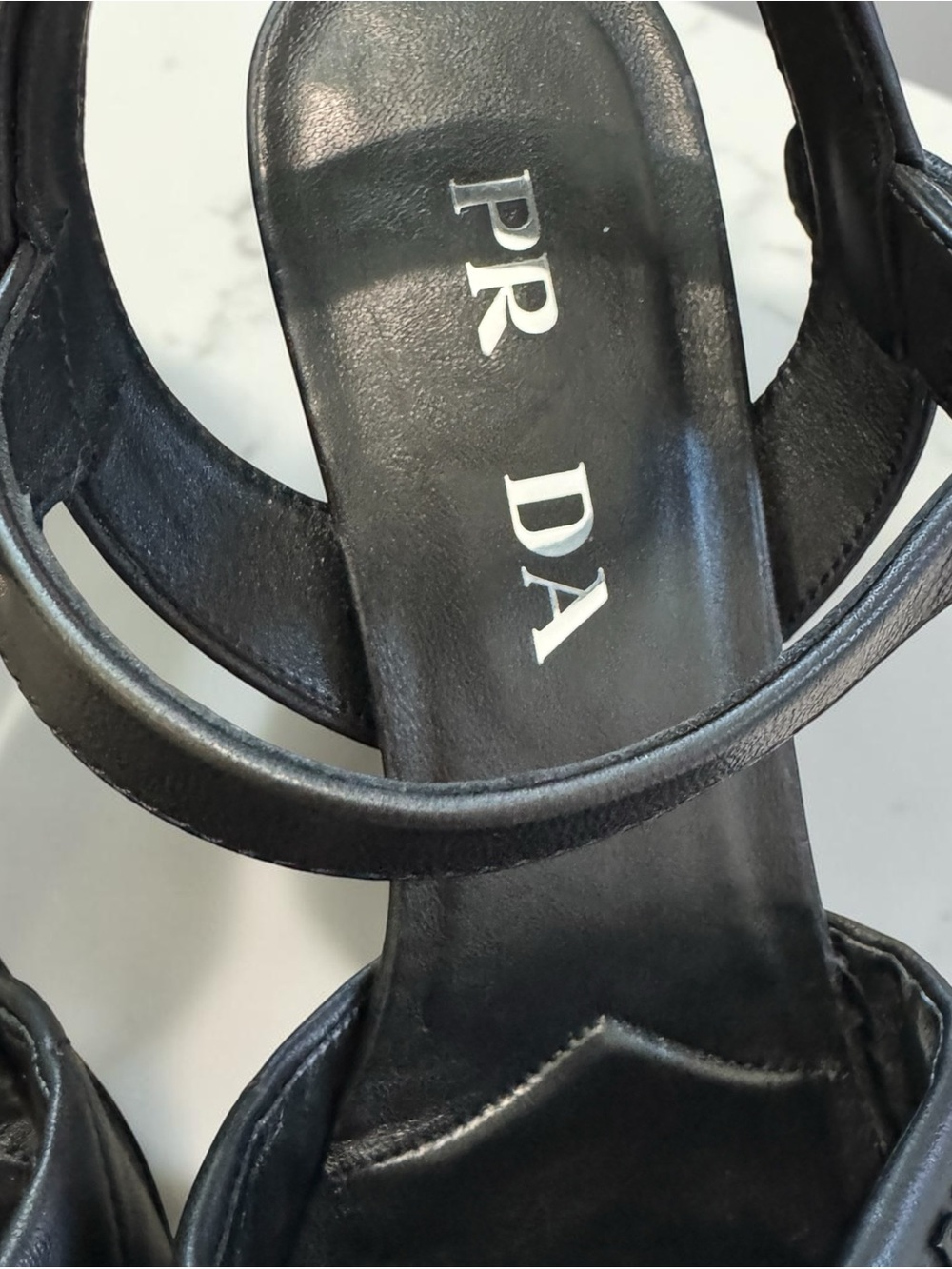 Prada Black Quilted Leather Strap Sandals - Picture 7 of 14